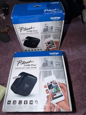 Brother P-touch Cube Plus Connected Label Maker - Blue and Black Packaging